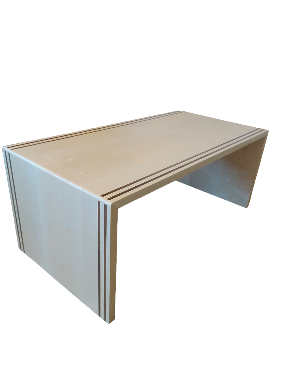 Table basse en érable incustations noyer