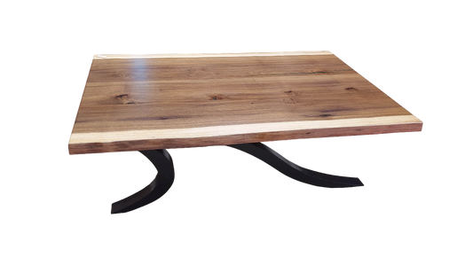 Table basse en noyer d'Amérique et tilleul teinté