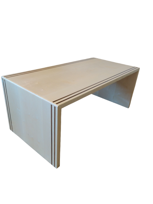 Table basse en érable incustations noyer
