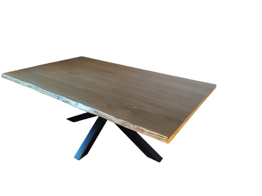 Table en chêne, pied métal